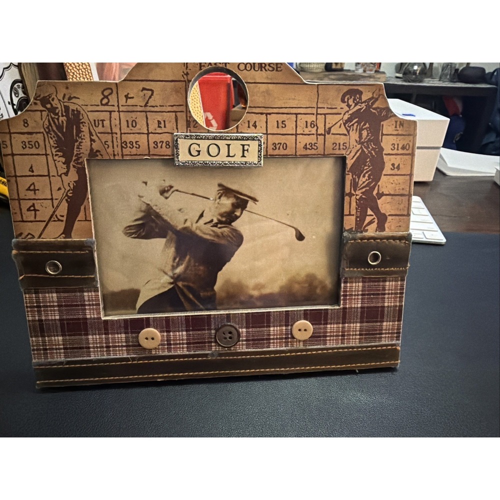 Retro VINTAGE Look GOLF THEME 4X6 EASEL  DESKTOP FRAME KEYPOINT !